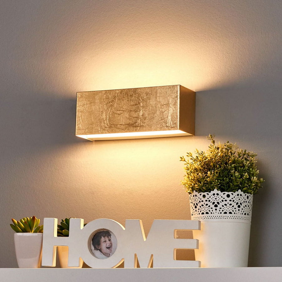 Applique murale LED Quentin en métal, doré, hauteur 9 cm, 3000 K, 10 W