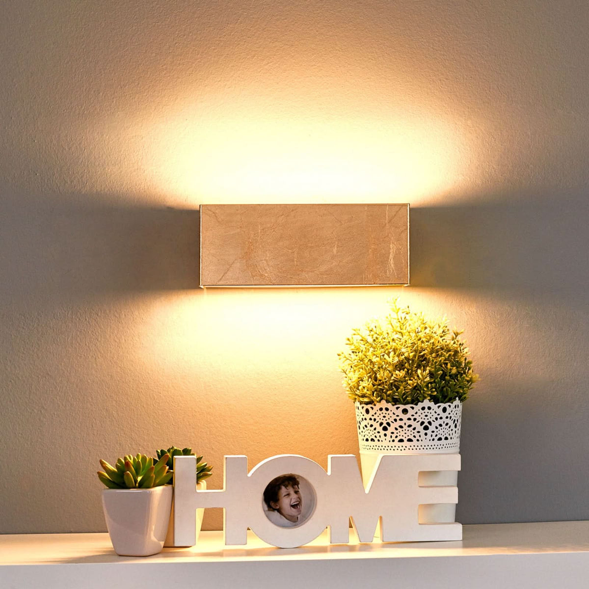 Applique murale LED Quentin en métal, doré, hauteur 9 cm, 3000 K, 10 W
