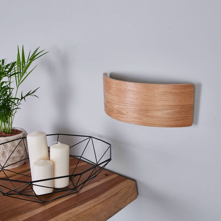 Applique murale LED en bois, marron foncé, hauteur 11,5 cm