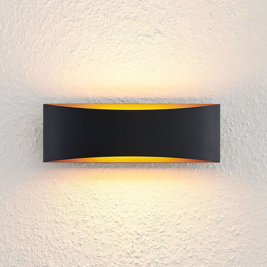 Applique murale LED Jelle en aluminium, noir et doré, hauteur 9 cm