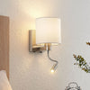 Applique murale Brinja en tissu, nickel satiné et blanc, hauteur 45,4 cm