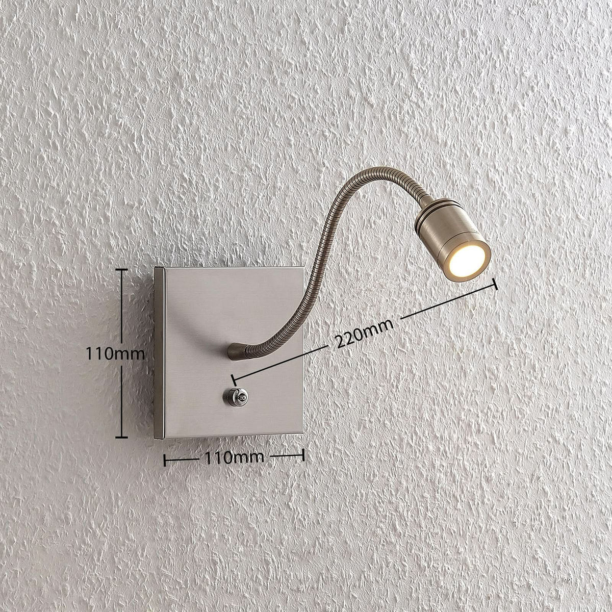 Applique murale LED Legera en métal, nickel satiné