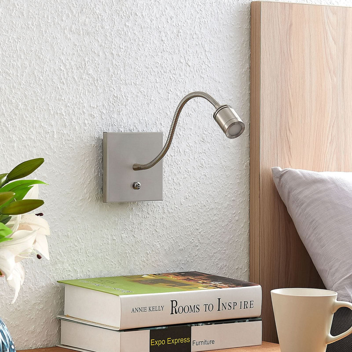 Applique murale LED Legera en métal, nickel satiné