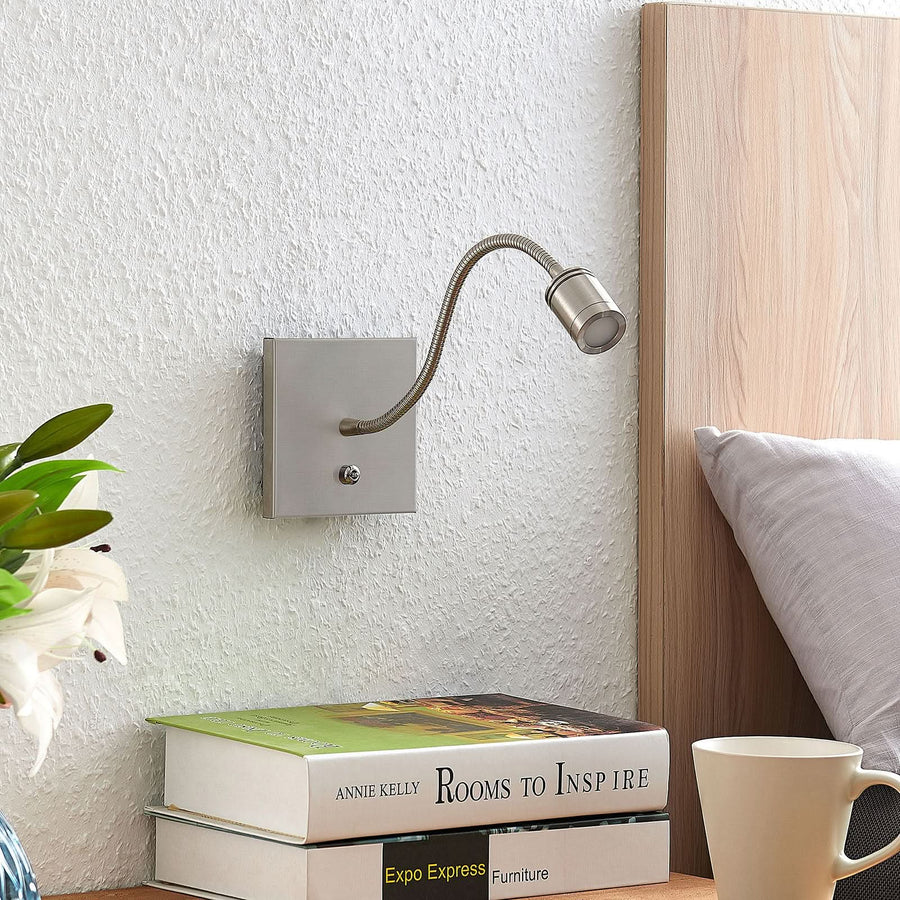 Applique murale LED Legera en métal, nickel satiné