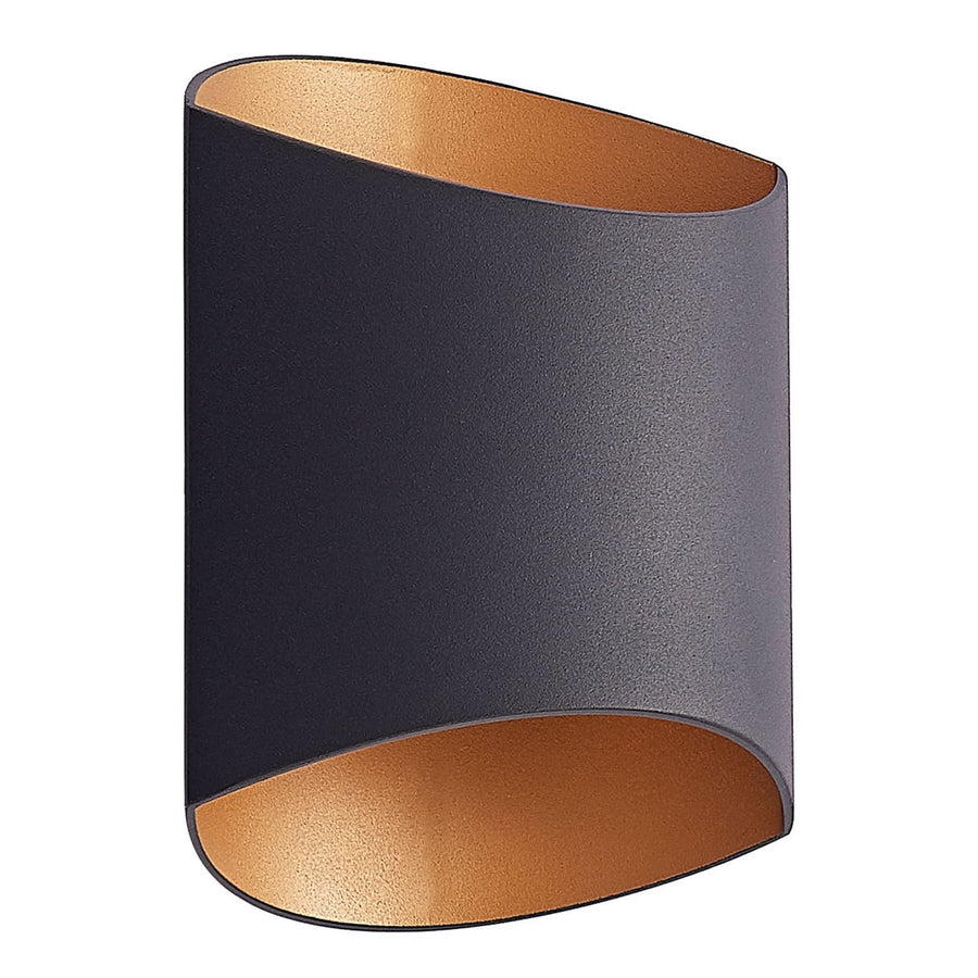 Applique murale Vilja en aluminium, noir et doré, hauteur 18 cm