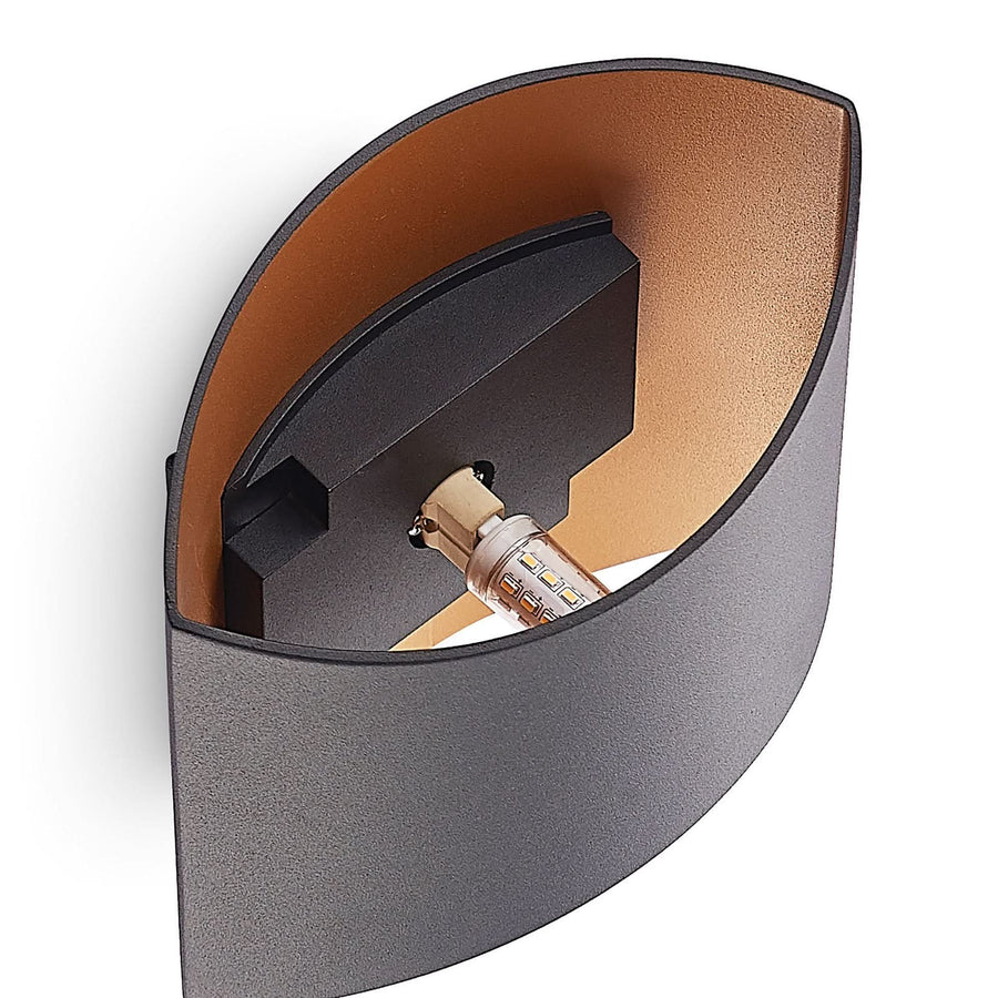 Applique murale Vilja en aluminium, noir et doré, hauteur 18 cm