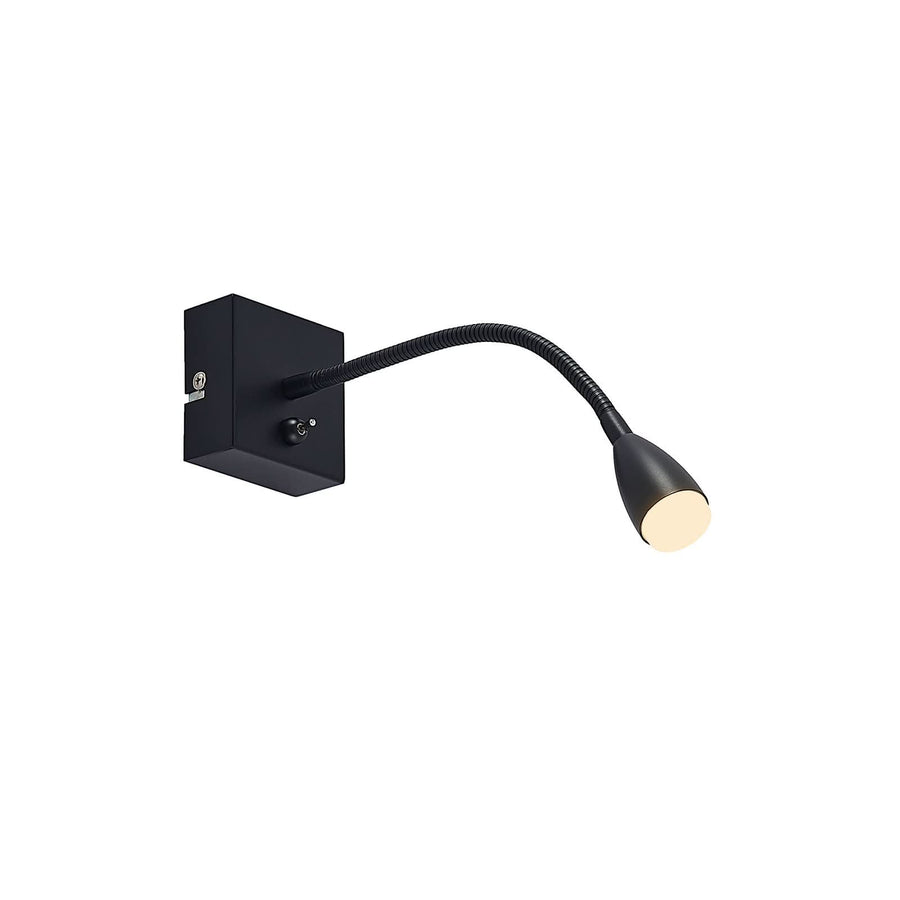 Applique murale LED Jolka en métal, noir mat, hauteur 15 cm