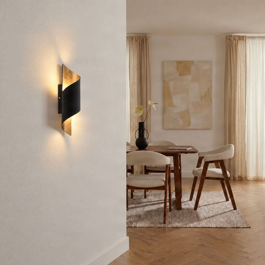Applique murale Desirio en métal, noir et doré, hauteur 35 cm