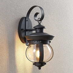 Applique d'extérieur Farley en verre, gris foncé et transparent, hauteur 40 cm, IP44