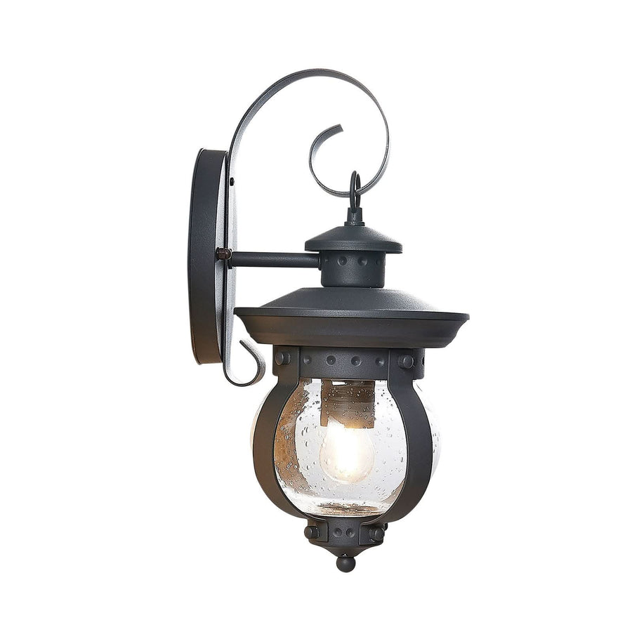 Applique d'extérieur Farley en verre, gris foncé et transparent, hauteur 40 cm, IP44