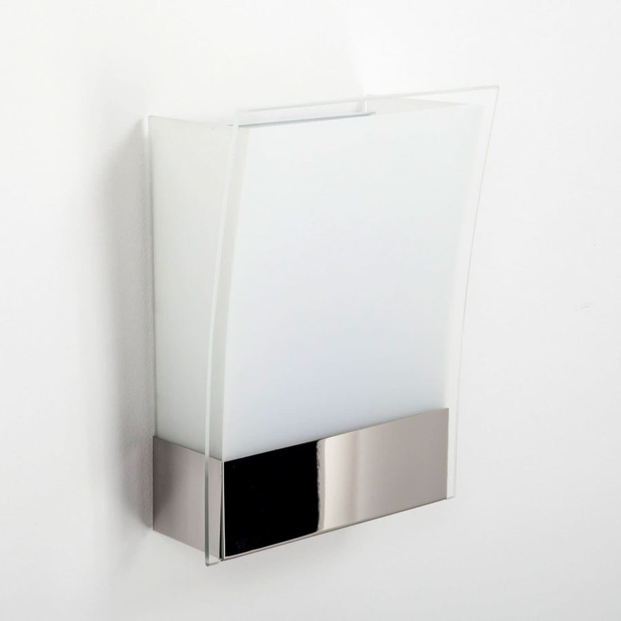 Applique murale Malthe en verre, blanc satiné et chromé, 2 lumières, hauteur 26,5 cm