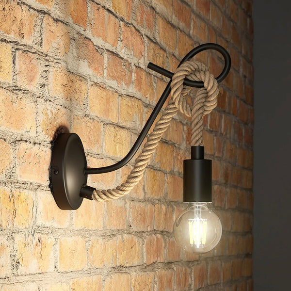 Applique murale en métal, noir et marron clair, hauteur 25,5 cm