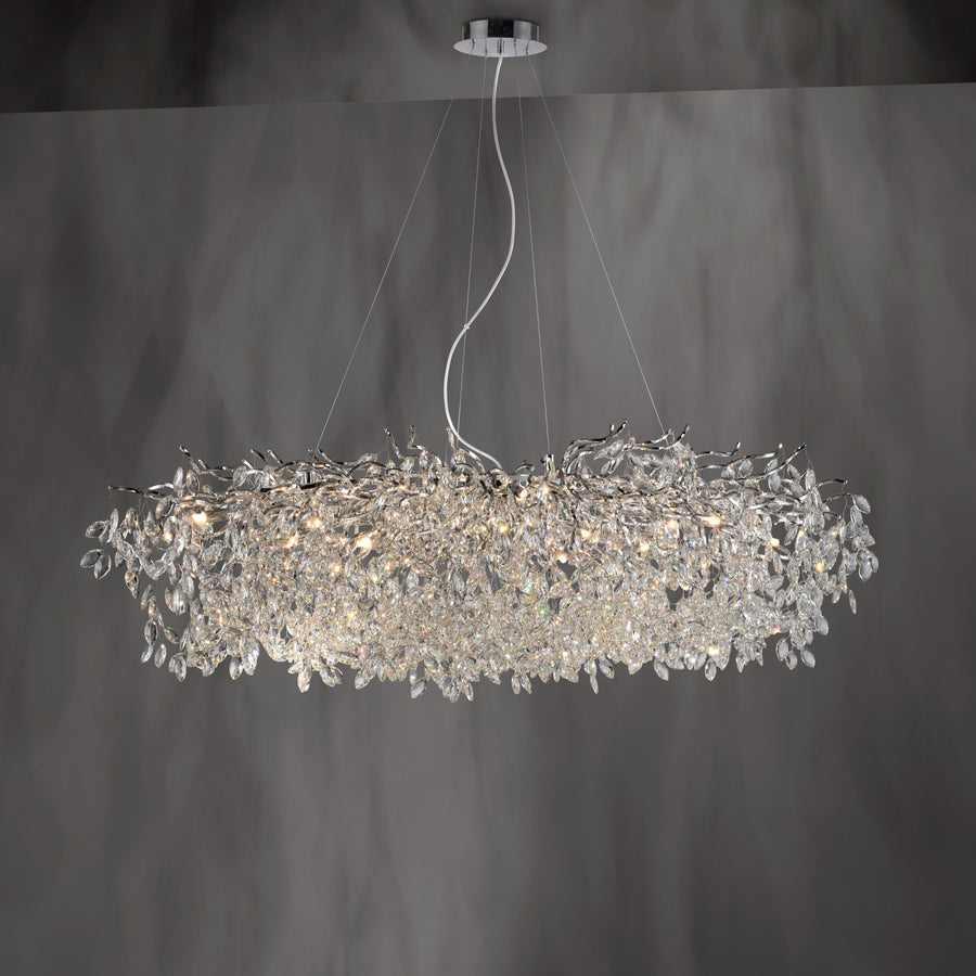 Suspension Ricicle 16 lumières chromée, cristal