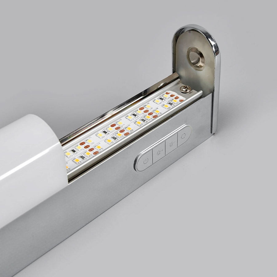 Applique murale LED Jesko Bad 3 en métal, blanc et chromé, hauteur 4 cm, IP44