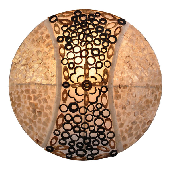 Applique murale Melina en bambou, crème et brun foncé, Ø 30 cm