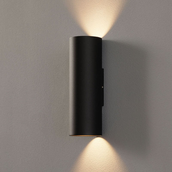Applique murale Ray en aluminium, noir, 2 lumières, Ø 6,7 cm