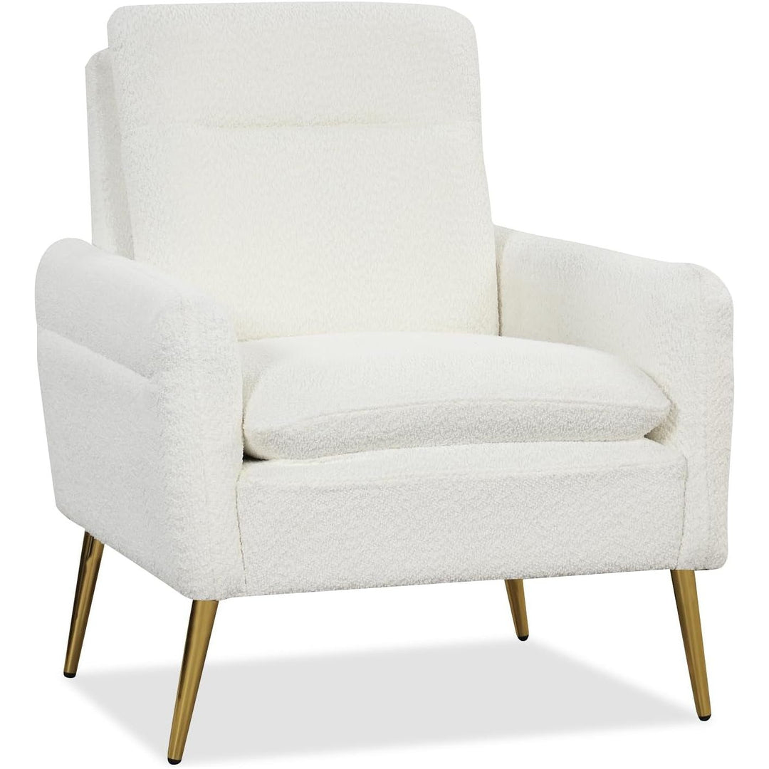 Fauteuil Salon Scandinave En Tissu Bouclette, Fauteuil Crapaud Avec Coussin Rembourré Et Pieds Métalliques Coniques, Fauteuil De Lecture 1 Personne Pour Salon, Chambre, Blanc | Designix -     - https://designix.fr/