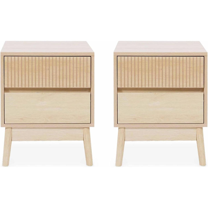 Alice'S Home - Lot De 2 Tables De Chevet Deux Tiroirs. Décor Bois Et Piétement En Pin - Linear | Designix - Amazon    - https://designix.fr/