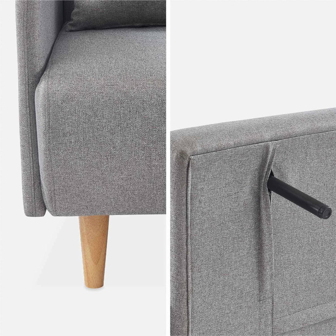 Alice'S Home - Canapé Convertible En Tissu - Panam - 2 Places Scandinave. Pieds Bois Clair. Gris Clair. Banquette. Dossier Inclinable | Designix -     - https://designix.fr/