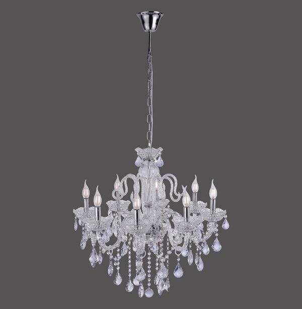 Suspension Gracia 8 lumières transparente, verre
