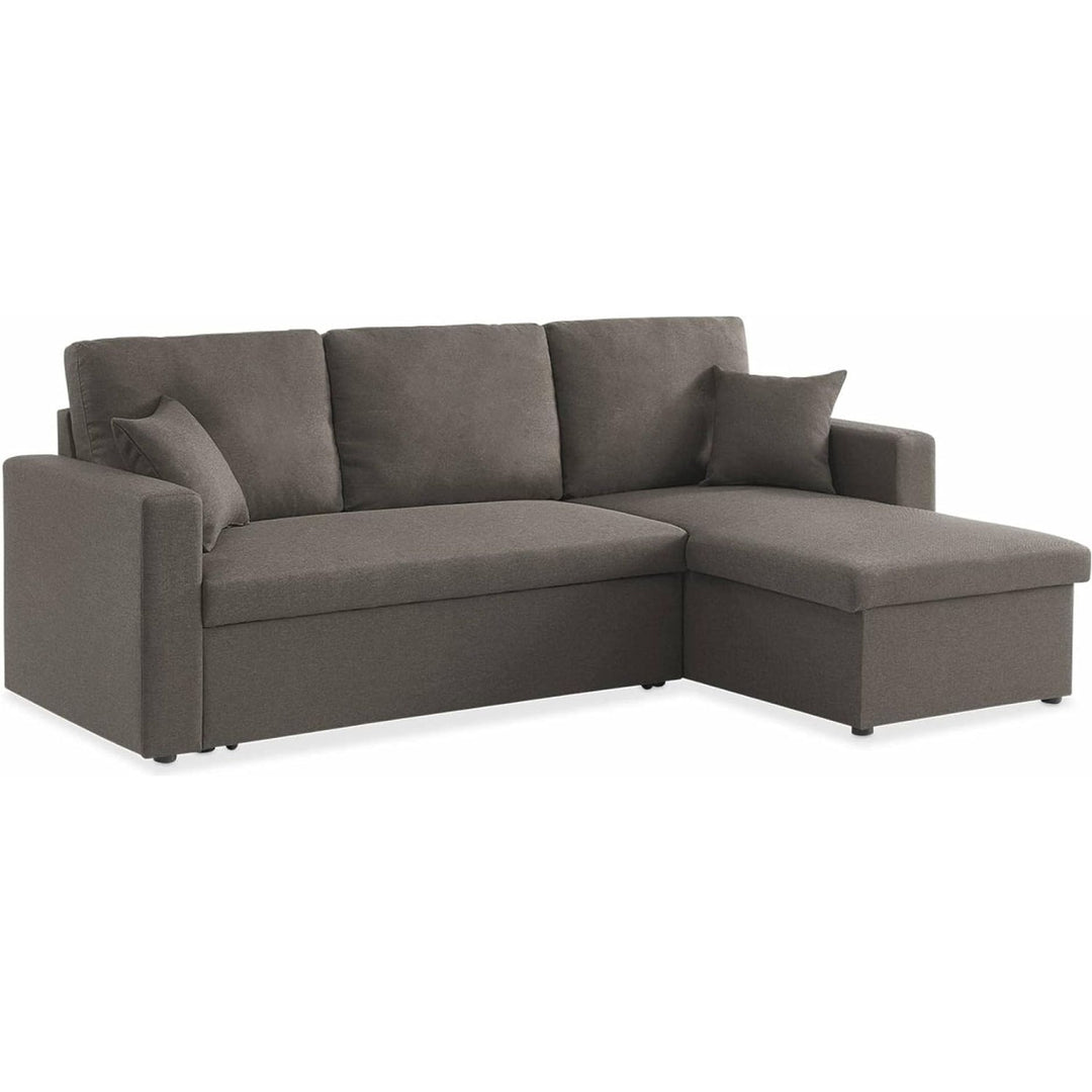 Alice'S Home - Canapé D'Angle Convertible En Tissu Marron - IDA - 3 Places. Fauteuil D'Angle Réversible Coffre Rangement Lit Modulable | Designix -     - https://designix.fr/