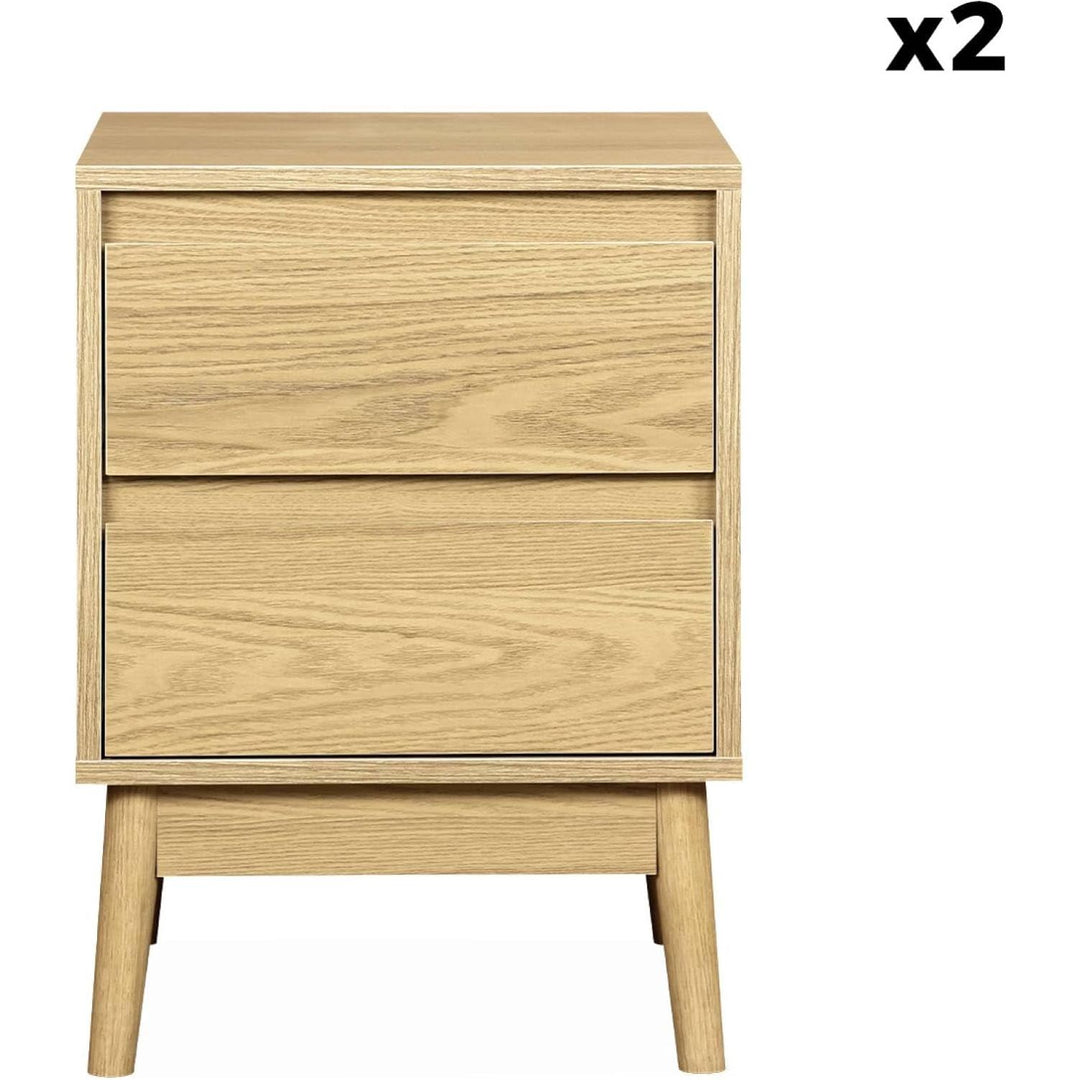 Alice'S Home - Lot De 2 Tables De Chevet Décor Bois. Deux Tiroirs | Designix - Amazon    - https://designix.fr/