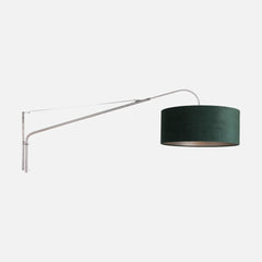 Applique murale abat-jour vert velours, grand bras déporté acier Ø 50 cm | Verel