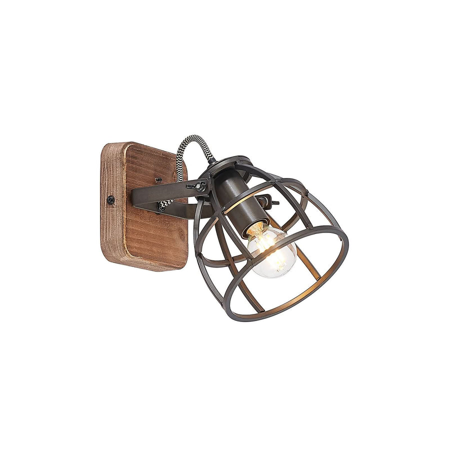 Applique murale Rutger en bois, noir et marron, hauteur 16 cm
