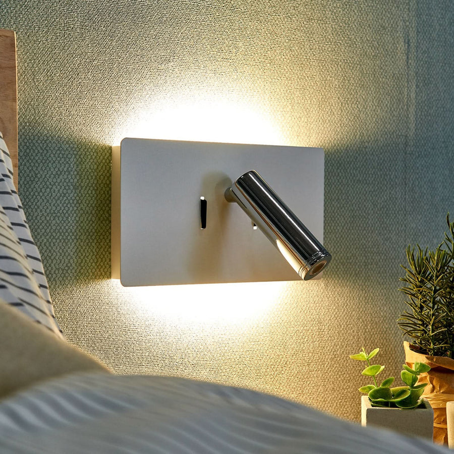 Applique murale LED Elske en métal, blanc et chromé, 2 lumières, hauteur 12 cm