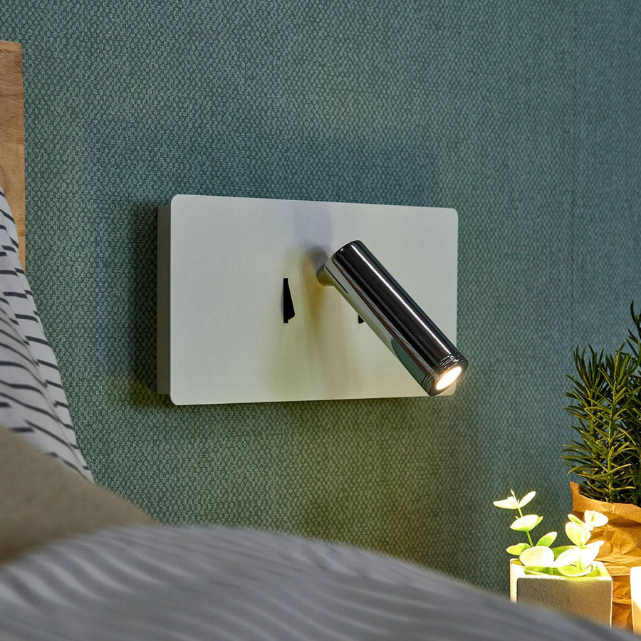 Applique murale LED Elske en métal, blanc et chromé, 2 lumières, hauteur 12 cm