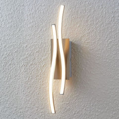 Applique murale LED en aluminium, nickel mat et albâtre, hauteur 45 cm
