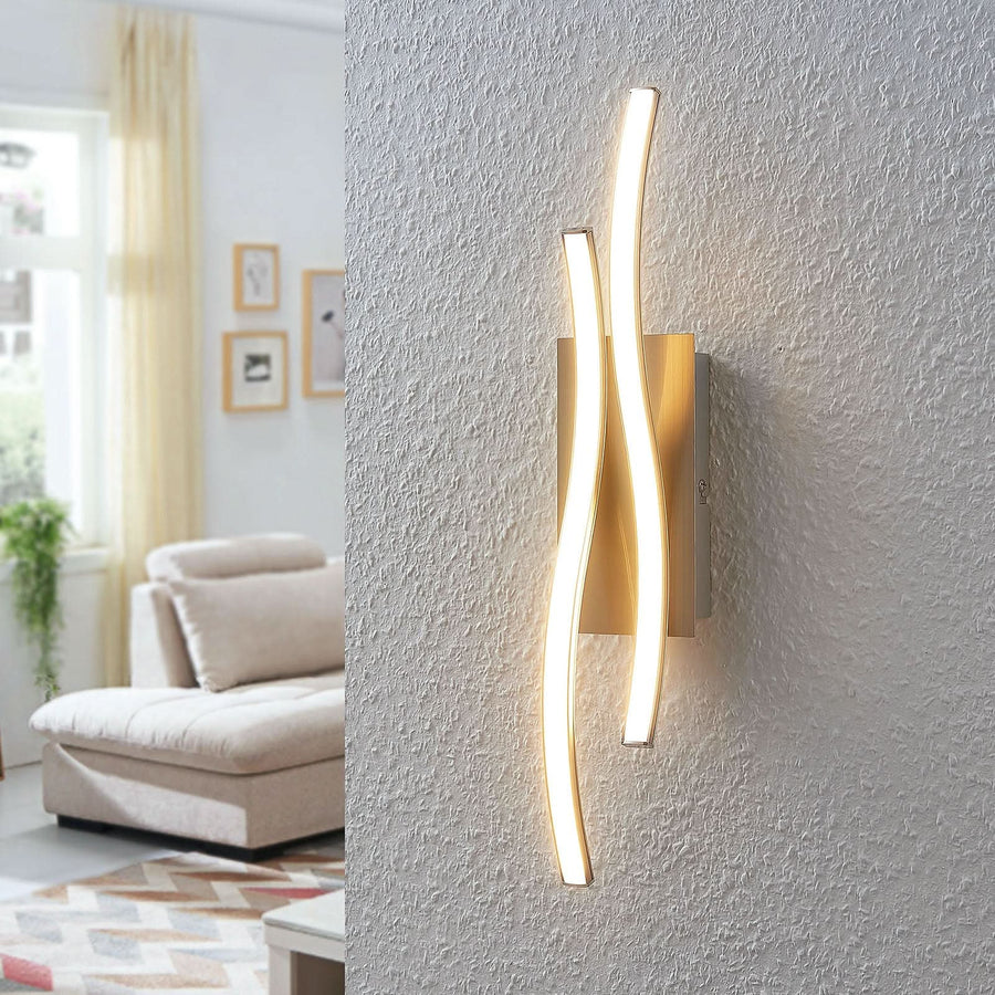 Applique murale LED en aluminium, nickel mat et albâtre, hauteur 45 cm