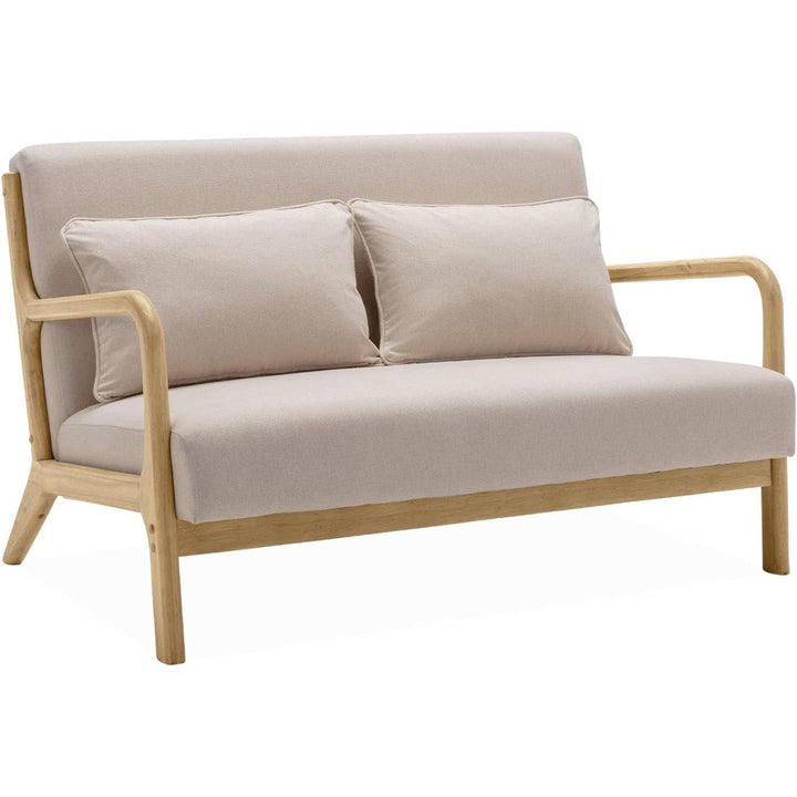 Alice'S Home - Banquette 2 Places + Fauteuil En Bois Et Tissu Beige | Designix -     - https://designix.fr/