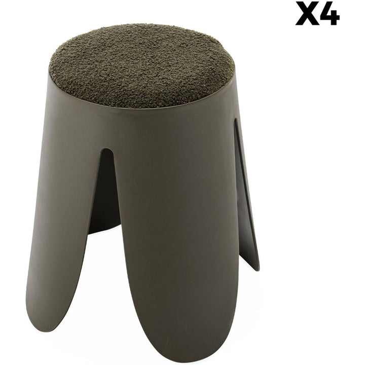 "Tabouret Kaki Bouclette Empilable" | Designix - 3333    - https://designix.fr/