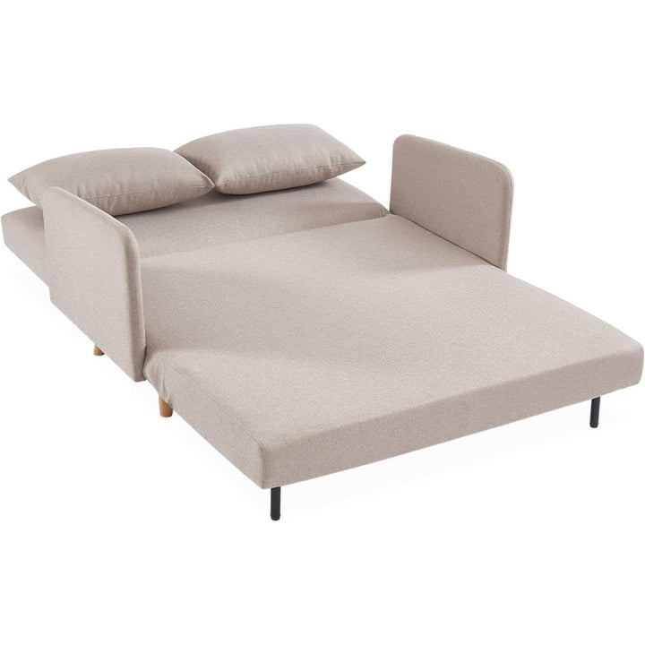 Alice'S Home - Canapé Convertible En Tissu - Panam - 2 Places Scandinave. Pieds Bois Clair. Beige. Banquette. Dossier Inclinable | Designix -     - https://designix.fr/