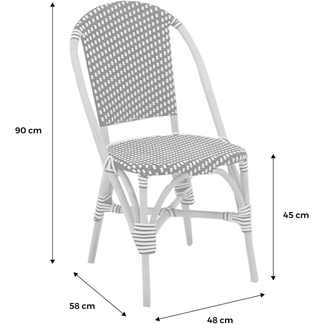 Alice'S Home - Lot De 2 Chaises Empilables Bistrot En Rotin Et Polyrotin Noir Et Blanc. L 48 X P 58 X H 90Cm | Designix - Amazon    - https://designix.fr/