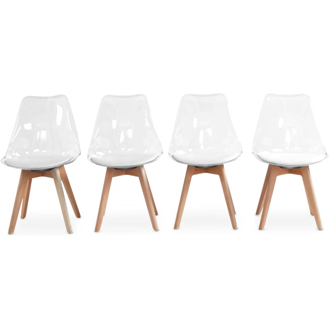 Alice'S Home - Lot De 4 Chaises Scandinaves - Lagertha - Pieds Bois. Fauteuils 1 Place. Coussin Blanc. Coque Transparente | Designix - Amazon    - https://designix.fr/