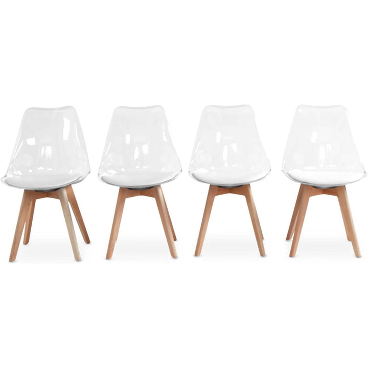 Alice'S Home - Lot De 4 Chaises Scandinaves - Lagertha - Pieds Bois. Fauteuils 1 Place. Coussin Blanc. Coque Transparente | Designix - Amazon    - https://designix.fr/