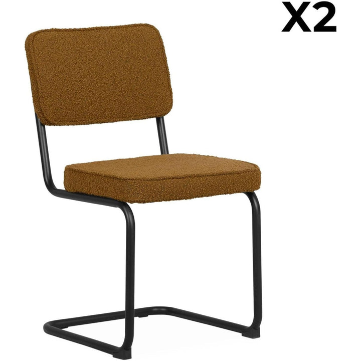 "Chaises Cantilever Bouclette Ocre" | Designix - 3333    - https://designix.fr/