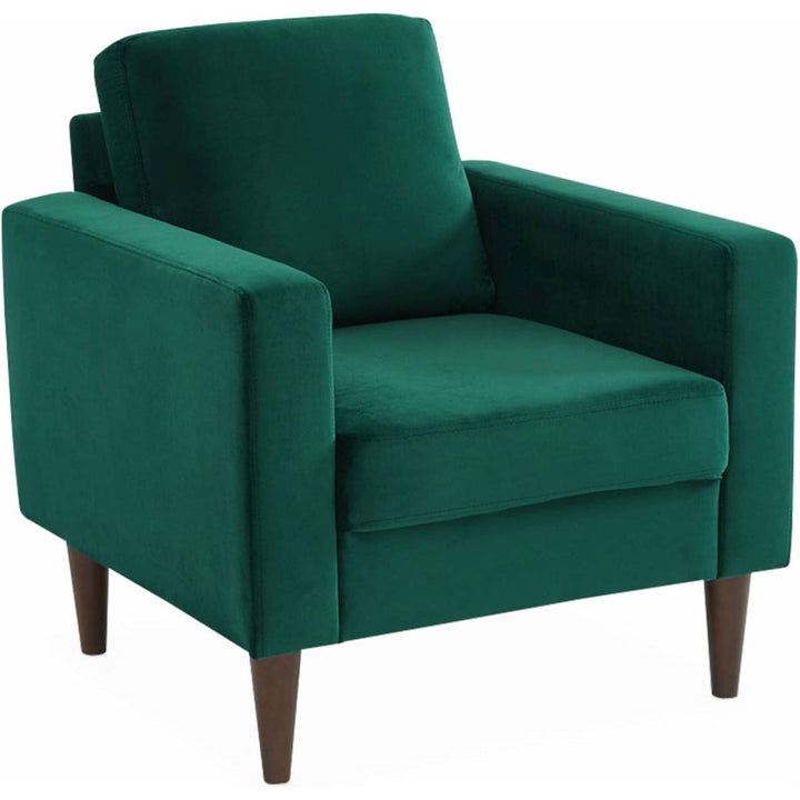 Alice'S Home - Fauteuil Scandinave En Velours Vert Anglais - Bjorn - Canapé 1 Place Fixe Droit Pieds Bois D'Hévéa Effet Bois De Noyer | Designix -     - https://designix.fr/