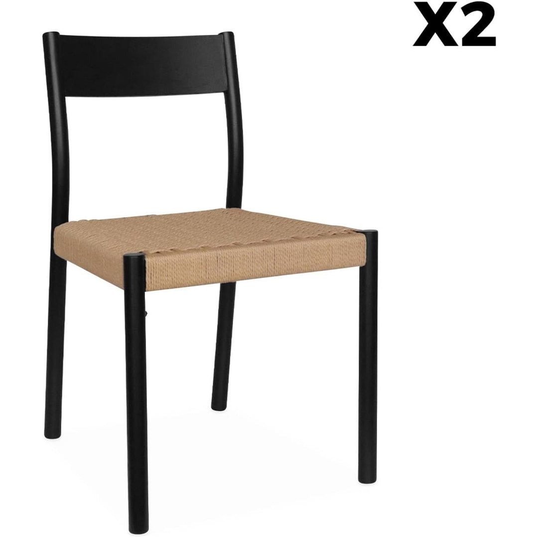 "Chaises Bois Cordes Noires" | Designix - 3333    - https://designix.fr/