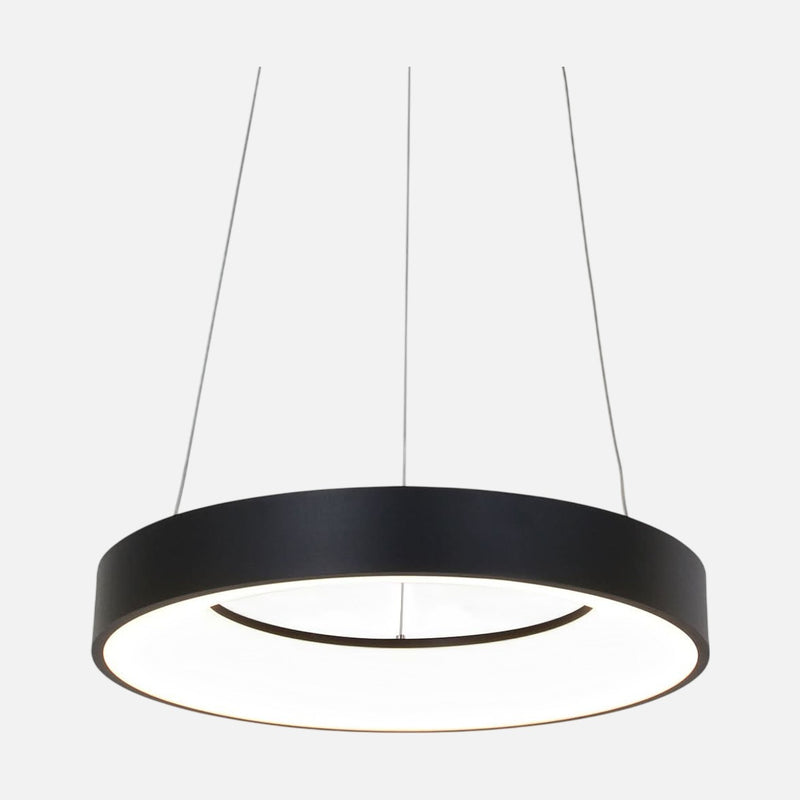 Lustre anneau LED noir dimmable, Ø48 cm salon | Ringlede