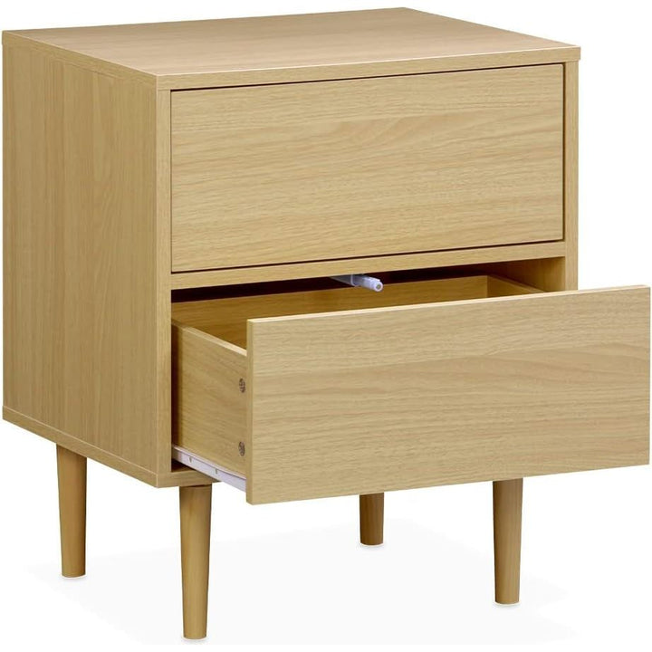 Alice'S Home - Table De Chevet Décor Bois Naturel - Mika - 2 Tiroirs - L 48 X L 40 X H 59Cm | Designix - Amazon    - https://designix.fr/