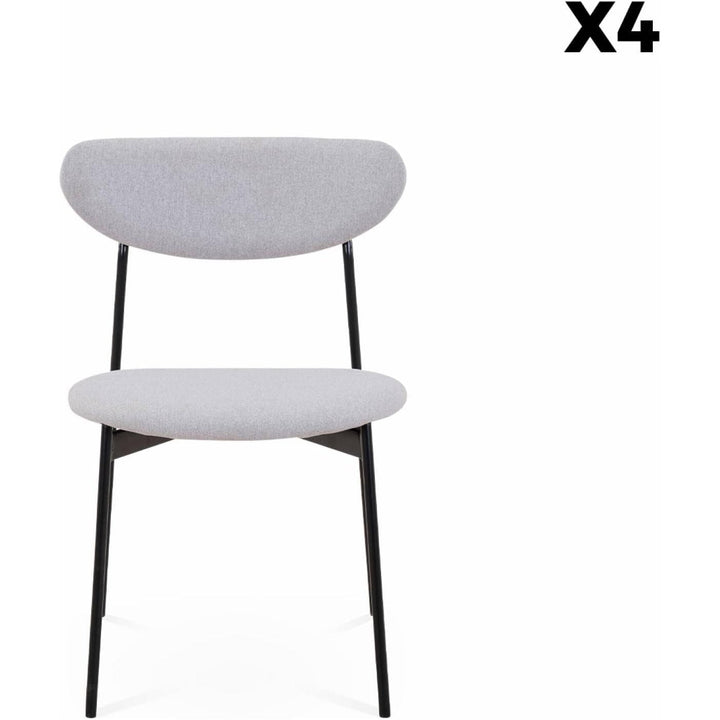 Alice'S Home - Lot De 4 Chaises - Arty - Scandinaves Et Vintage. Assise Et Dossier Gris Clair. Pieds En Acier | Designix - Amazon    - https://designix.fr/