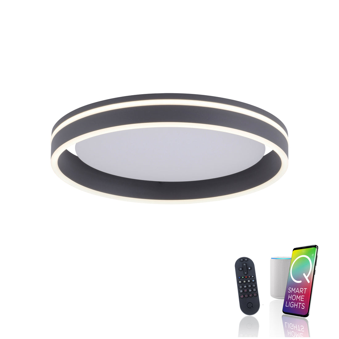 Plafonnier Q-Vito anthracite, L 40 cm