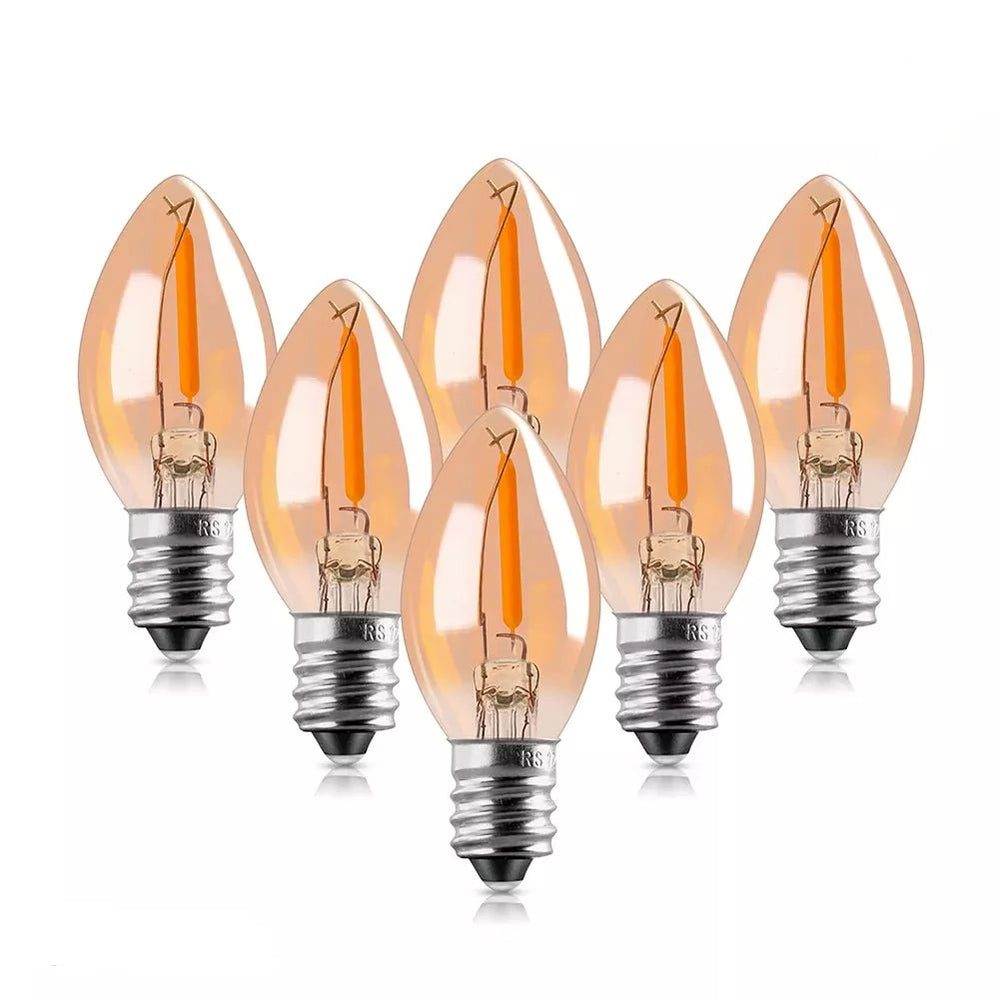 6pcs C7 Replacement LED Light Bulbs 0.5W Equivalent to 5W Candelabra Bulb E14 E12 2200K Warm White Outdoor String Lights Bulbs | Designix -     - https://designix.fr/