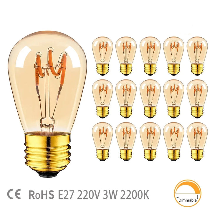 15 Ampoules Dimmable E27 Filament Blanc Chaud | Designix - Ampoules LED Blanc Chaud (2200K)   - https://designix.fr/