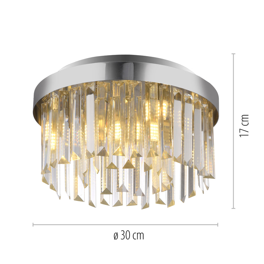 Plafonnier Kulunka 4 lumières chromé, verre