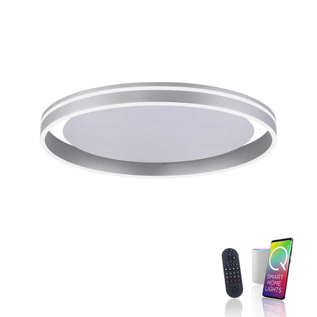 Plafonnier Q-Vito acier, L 59 cm