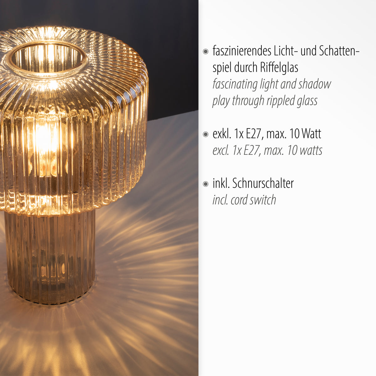 Lampe à poser Fungus ambrée, verre
